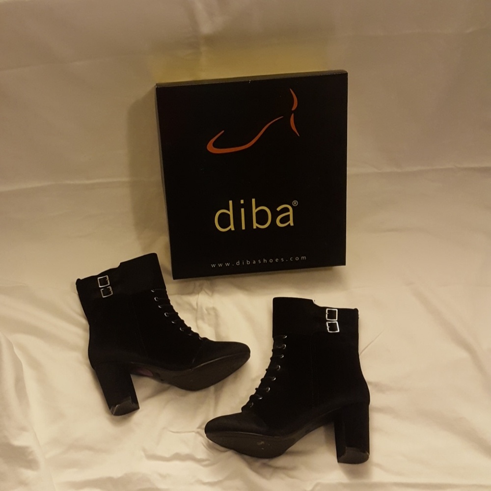 Diba Black Velvet Heel Booties